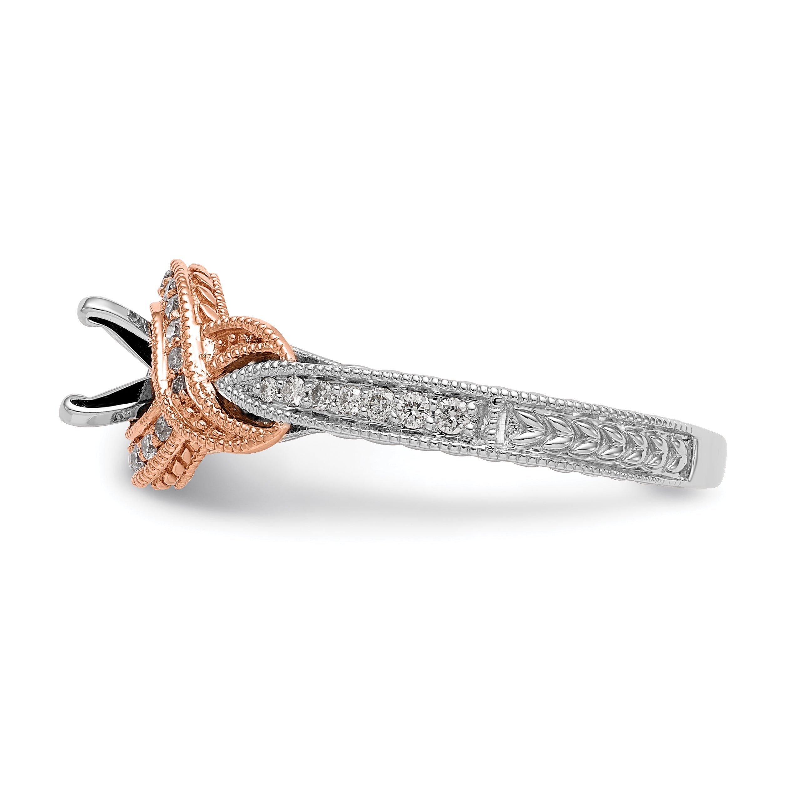 0.25ct. CZ Solid Real 14k TT Peg Set Criss-Cross Engagement Ring
