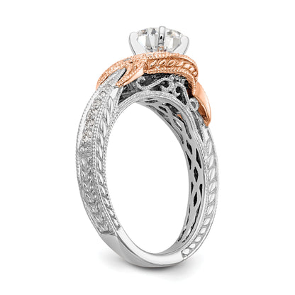 0.25ct. CZ Solid Real 14k TT Peg Set Criss-Cross Engagement Ring