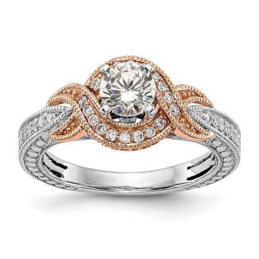 0.25ct. CZ Solid Real 14k TT Peg Set Criss-Cross Engagement Ring