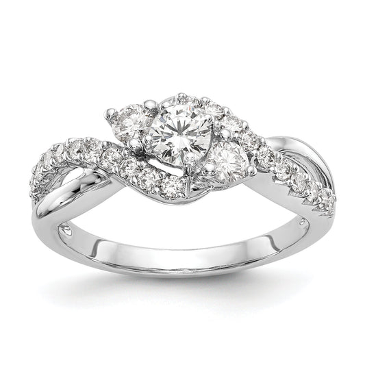 0.50ct. CZ Solid Real 14k White Gold Criss-Cross Engagement Ring