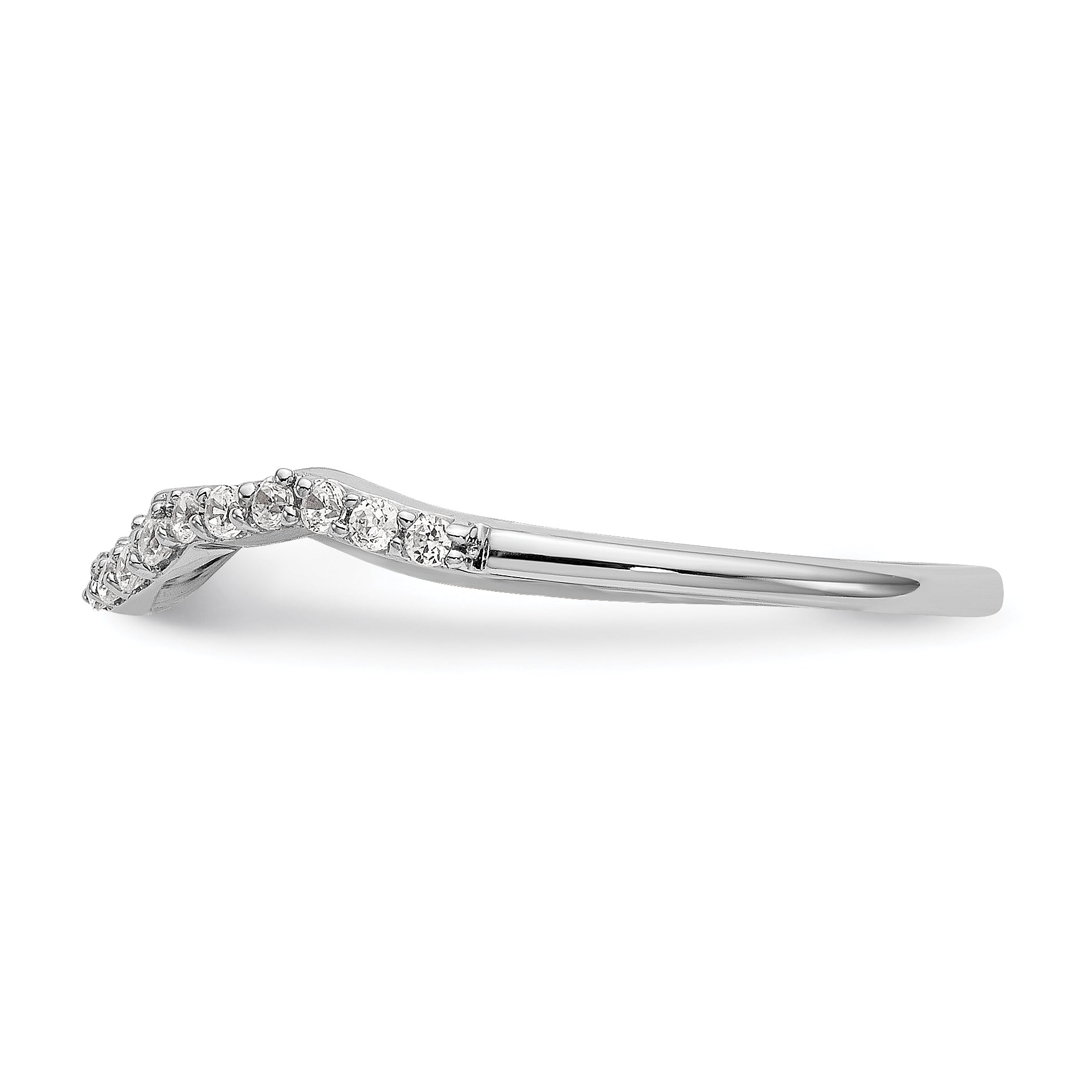 0.16ct. CZ Solid Real 14K White Gold Contoured Wedding Wedding Band Ring