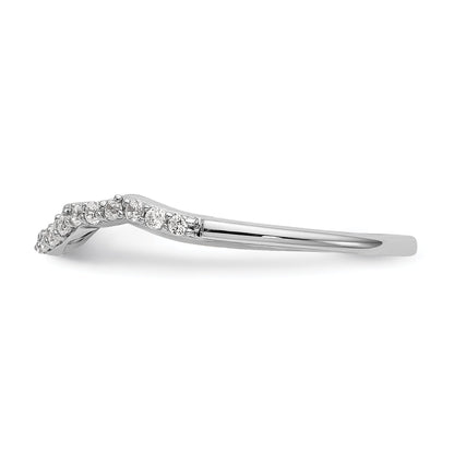 0.16ct. CZ Solid Real 14K White Gold Contoured Wedding Wedding Band Ring