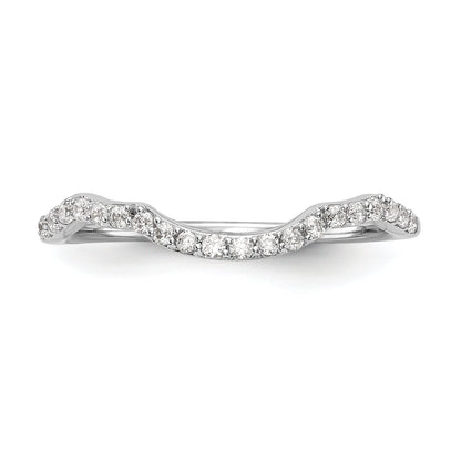 0.16ct. CZ Solid Real 14K White Gold Contoured Wedding Wedding Band Ring