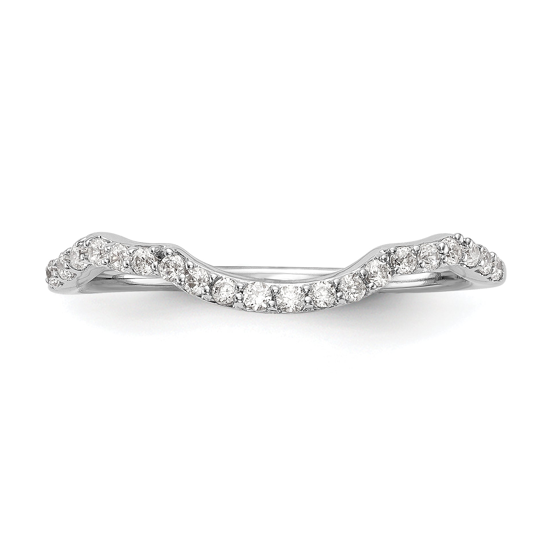 0.16ct. CZ Solid Real 14K White Gold Contoured Wedding Wedding Band Ring