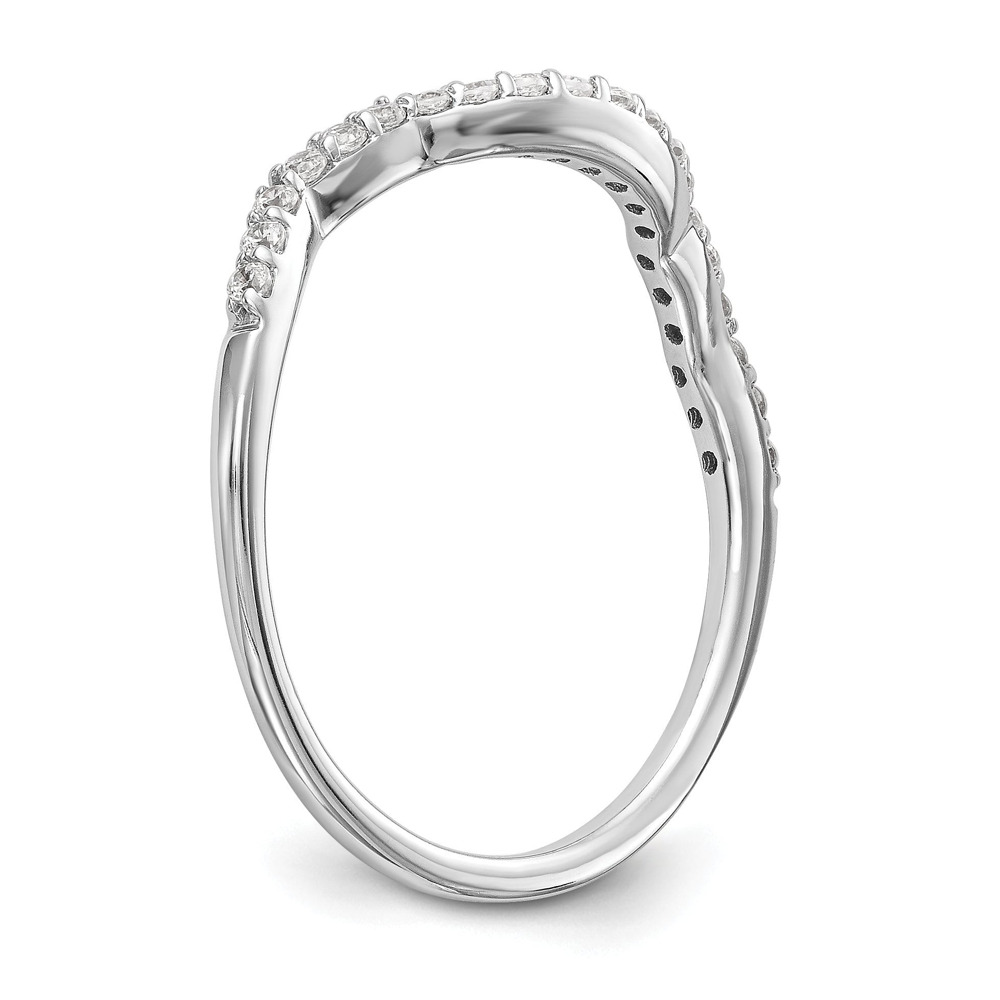 0.16ct. CZ Solid Real 14K White Gold Contoured Wedding Wedding Band Ring