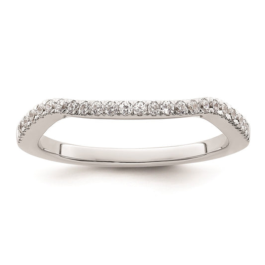 14K White Gold Real Diamond Contoured Wedding Band