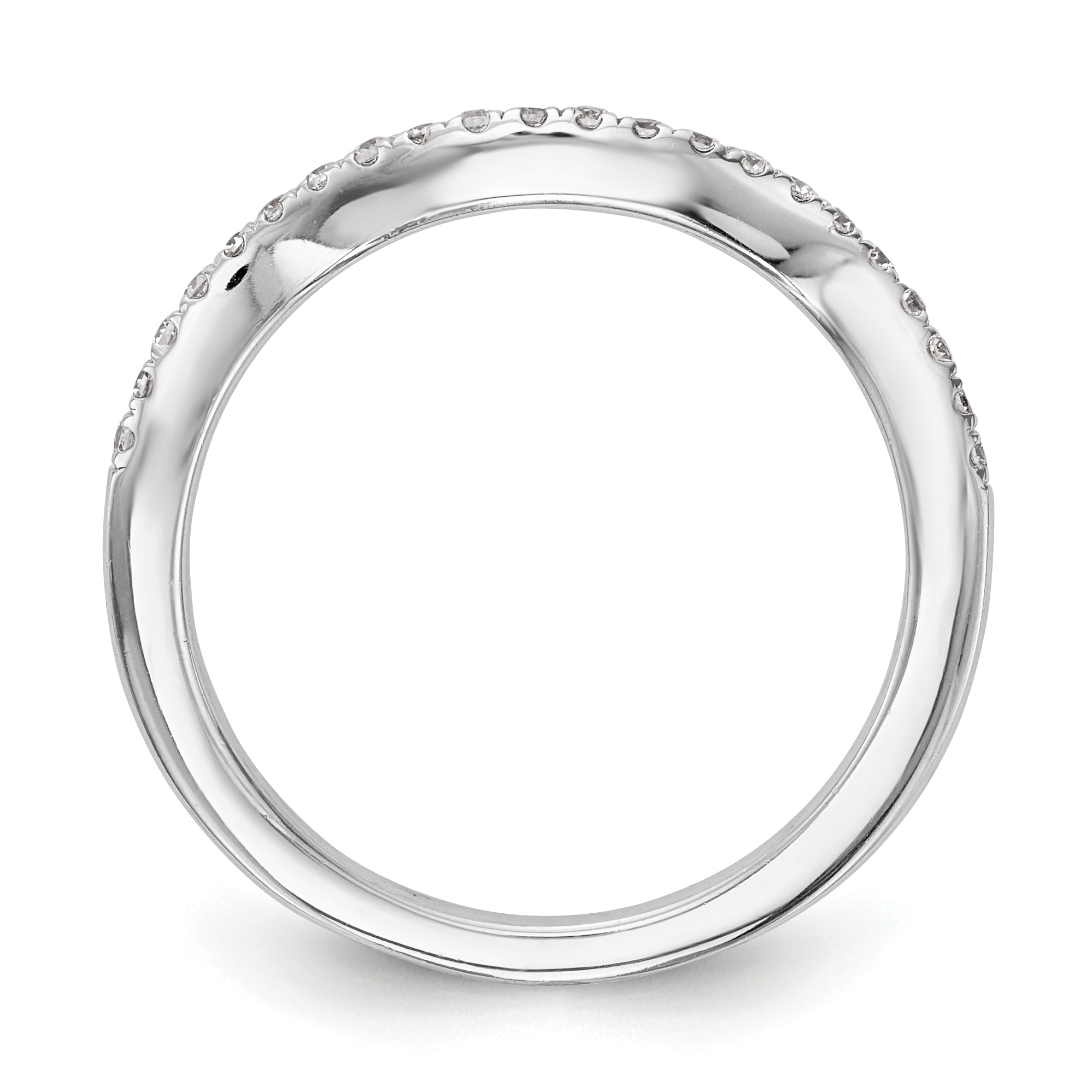 0.18ct. CZ Solid Real 14K White Gold Contoured Wedding Wedding Band Ring