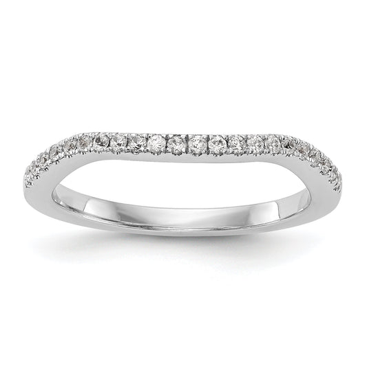 0.21ct. CZ Solid Real 14K White Gold Contoured Wedding Wedding Band Ring