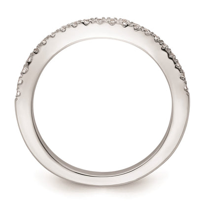 14K White Gold Real Diamond Contoured Wedding Band