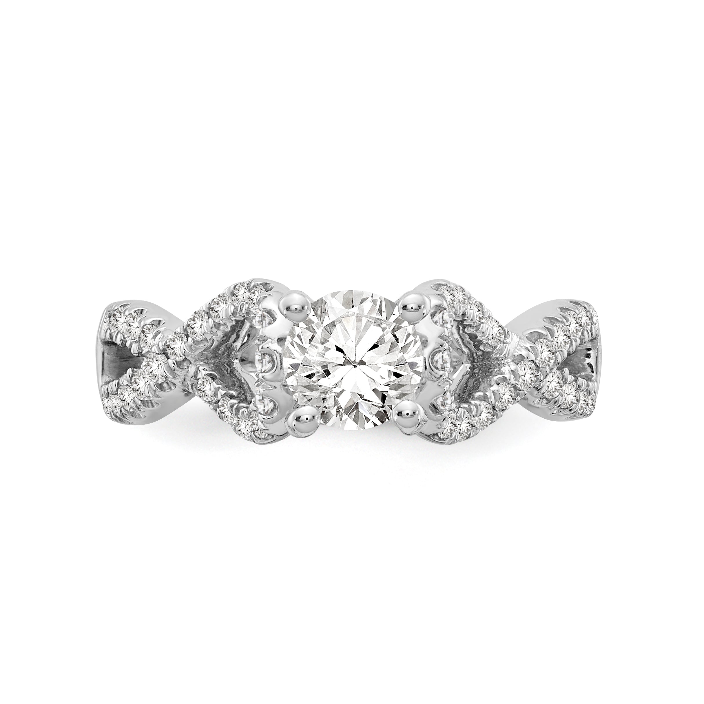 0.21ct. CZ Solid Real 14k White Gold Peg Set Infinity Engagement Ring