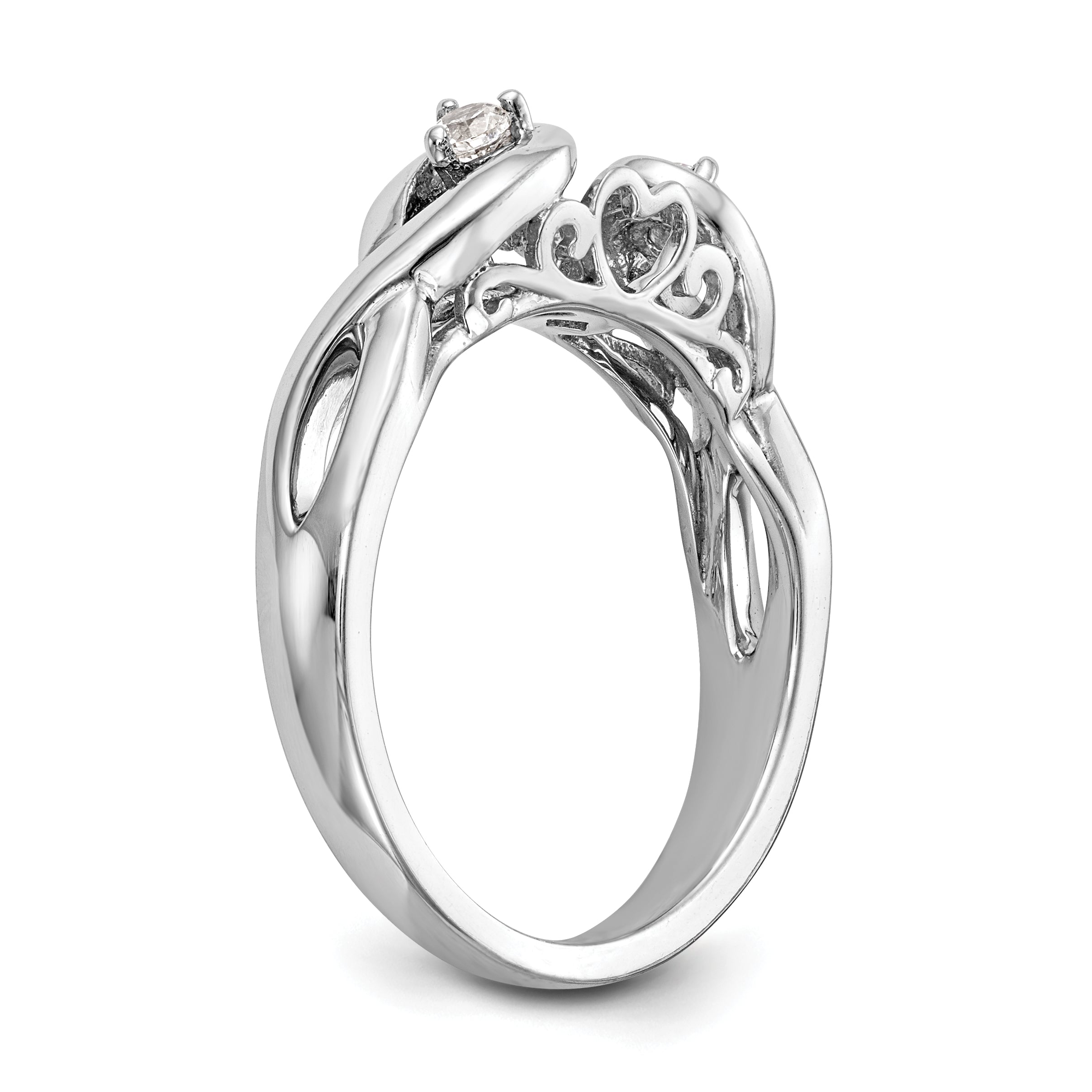 0.07ct. CZ Solid Real 14k White Gold Peg Set Infinity Engagement Ring