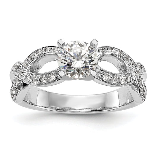 0.38ct. CZ Solid Real 14k White Gold Peg Set Infinity Engagement Ring