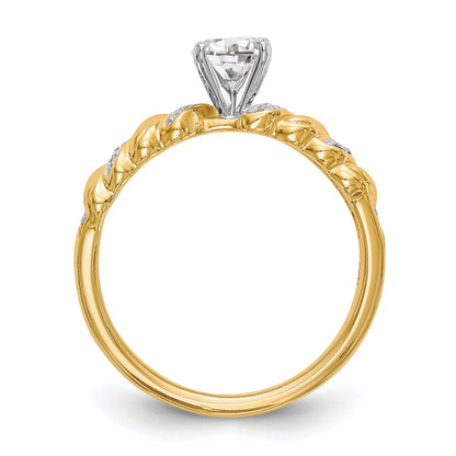 0.56ct. CZ Solid Real 14k Peg Set Criss-Cross Engagement Ring