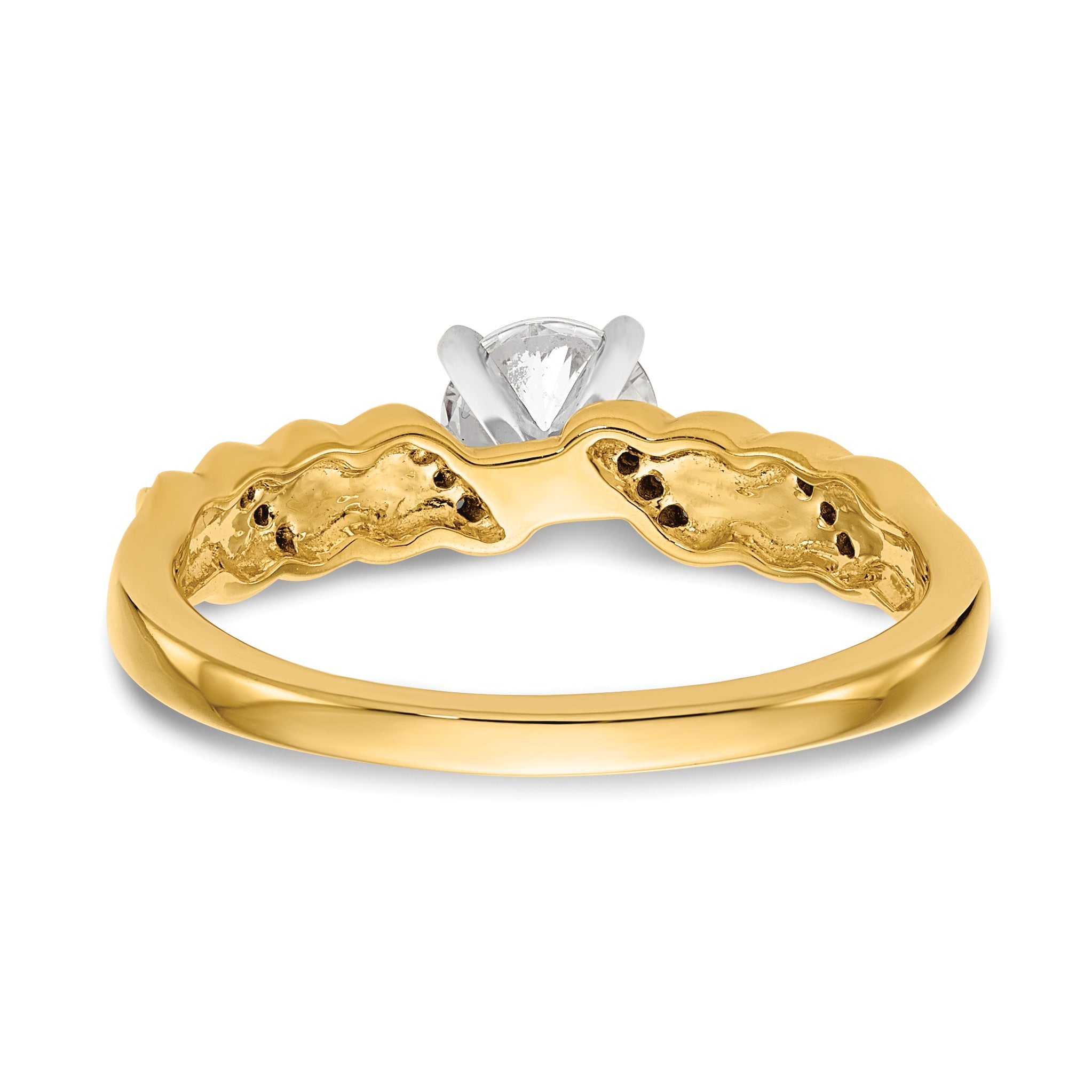 0.56ct. CZ Solid Real 14k Peg Set Criss-Cross Engagement Ring