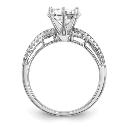 0.20ct. CZ Solid Real 14k White Gold Peg Set Criss-Cross Engagement Ring
