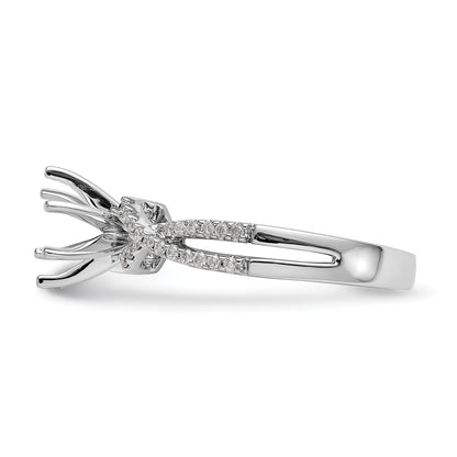 0.20ct. CZ Solid Real 14k White Gold Peg Set Criss-Cross Engagement Ring