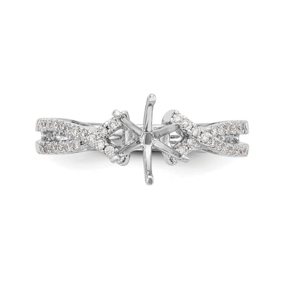 0.20ct. CZ Solid Real 14k White Gold Peg Set Criss-Cross Engagement Ring