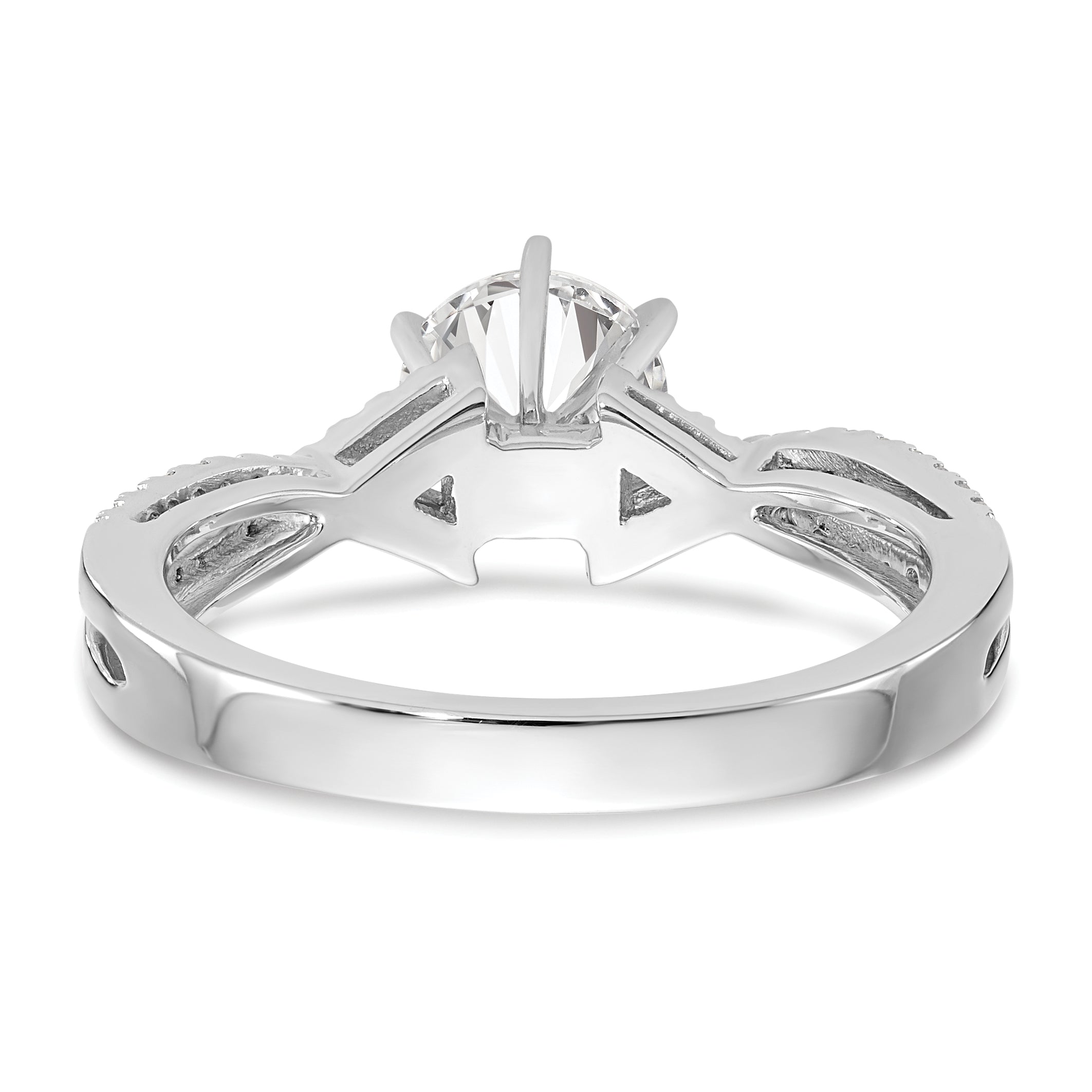 0.20ct. CZ Solid Real 14k White Gold Peg Set Criss-Cross Engagement Ring