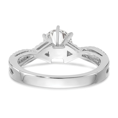 0.20ct. CZ Solid Real 14k White Gold Peg Set Criss-Cross Engagement Ring
