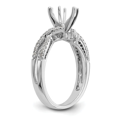 0.20ct. CZ Solid Real 14k White Gold Peg Set Criss-Cross Engagement Ring