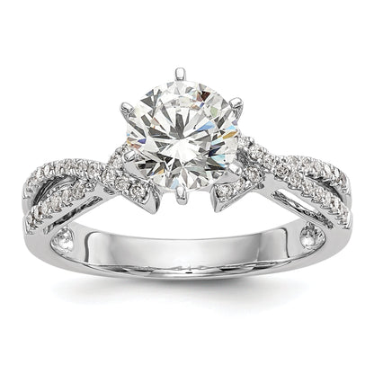 0.20ct. CZ Solid Real 14k White Gold Peg Set Criss-Cross Engagement Ring