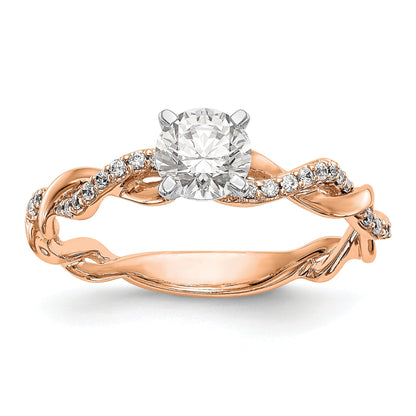 0.11ct. CZ Solid Real 14k Rose Gold Peg Set Criss-Cross Engagement Ring