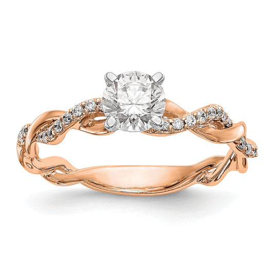 0.11ct. CZ Solid Real 14k Rose Gold Peg Set Criss-Cross Engagement Ring