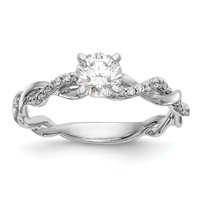 0.11ct. CZ Solid Real 14k White Gold Peg Set Criss-Cross Engagement Ring