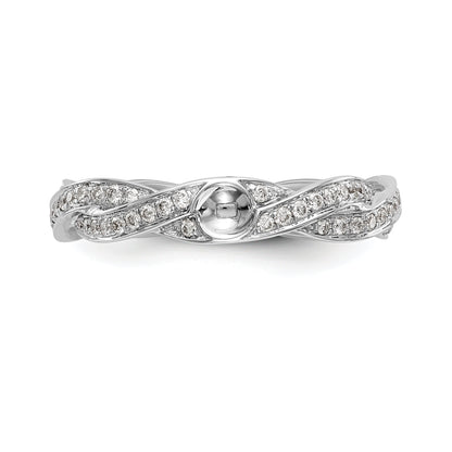 0.35ct. CZ Solid Real 14k White Gold Peg Set Criss-Cross Engagement Ring