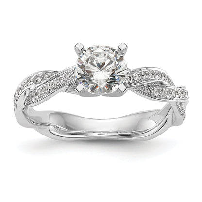 0.35ct. CZ Solid Real 14k White Gold Peg Set Criss-Cross Engagement Ring