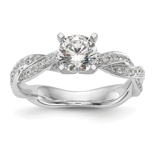 0.35ct. CZ Solid Real 14k White Gold Peg Set Criss-Cross Engagement Ring