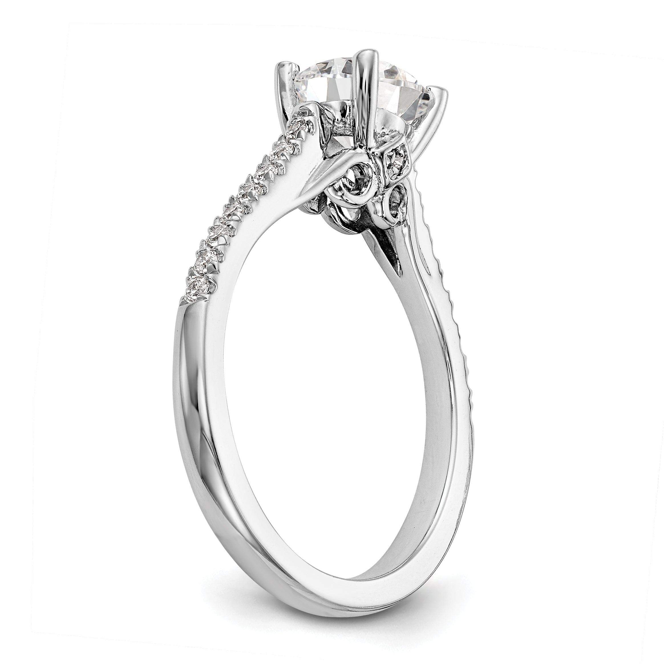 1.00ct. CZ Solid Real 14K White Gold Engagement Ring