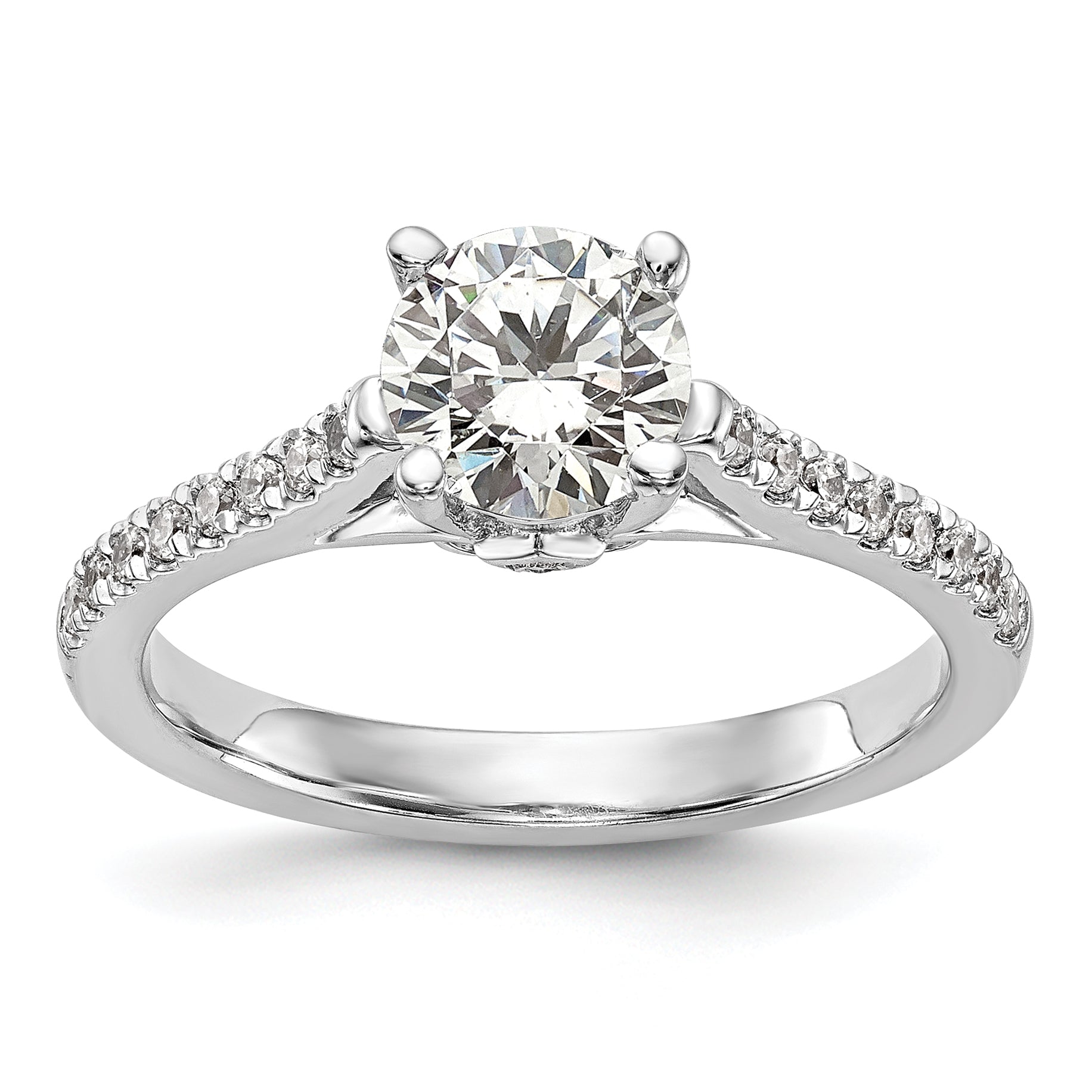 1.00ct. CZ Solid Real 14K White Gold Engagement Ring