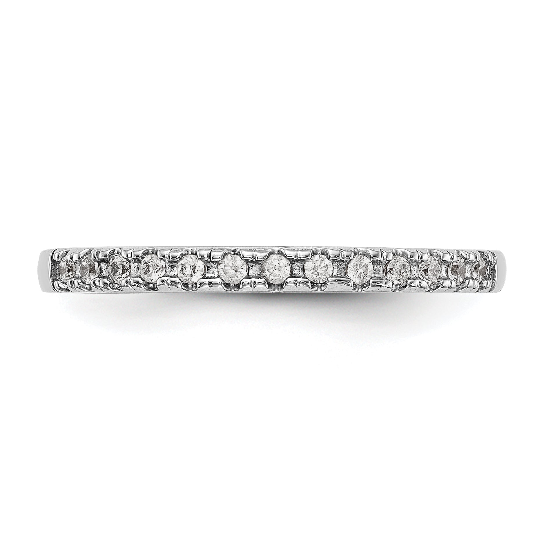 0.18ct. CZ Solid Real 14k White Gold Wedding Wedding Band Ring