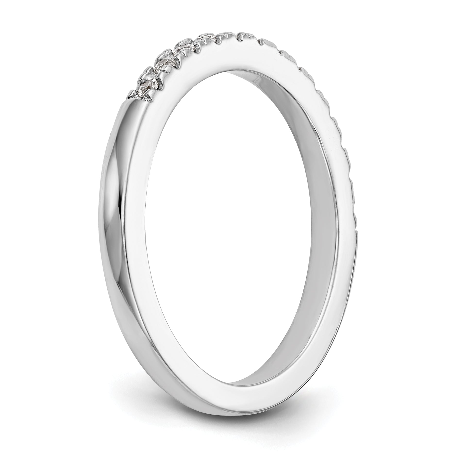 0.18ct. CZ Solid Real 14k White Gold Wedding Wedding Band Ring