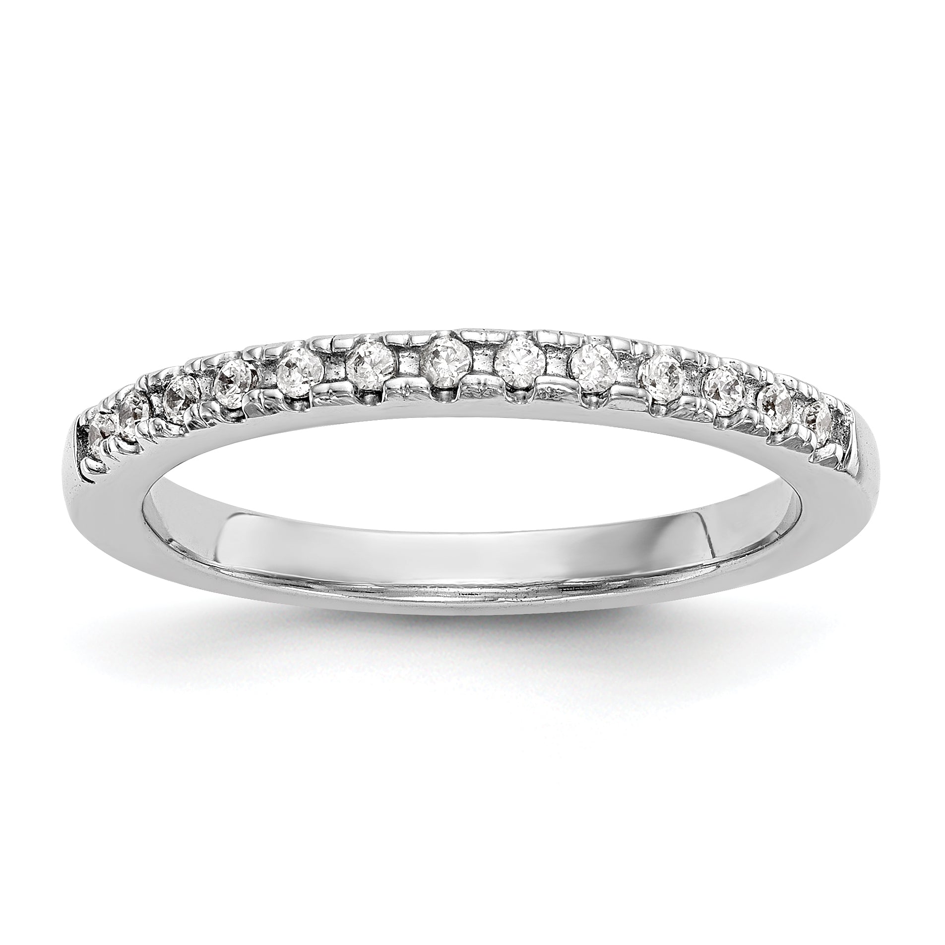 0.18ct. CZ Solid Real 14k White Gold Wedding Wedding Band Ring