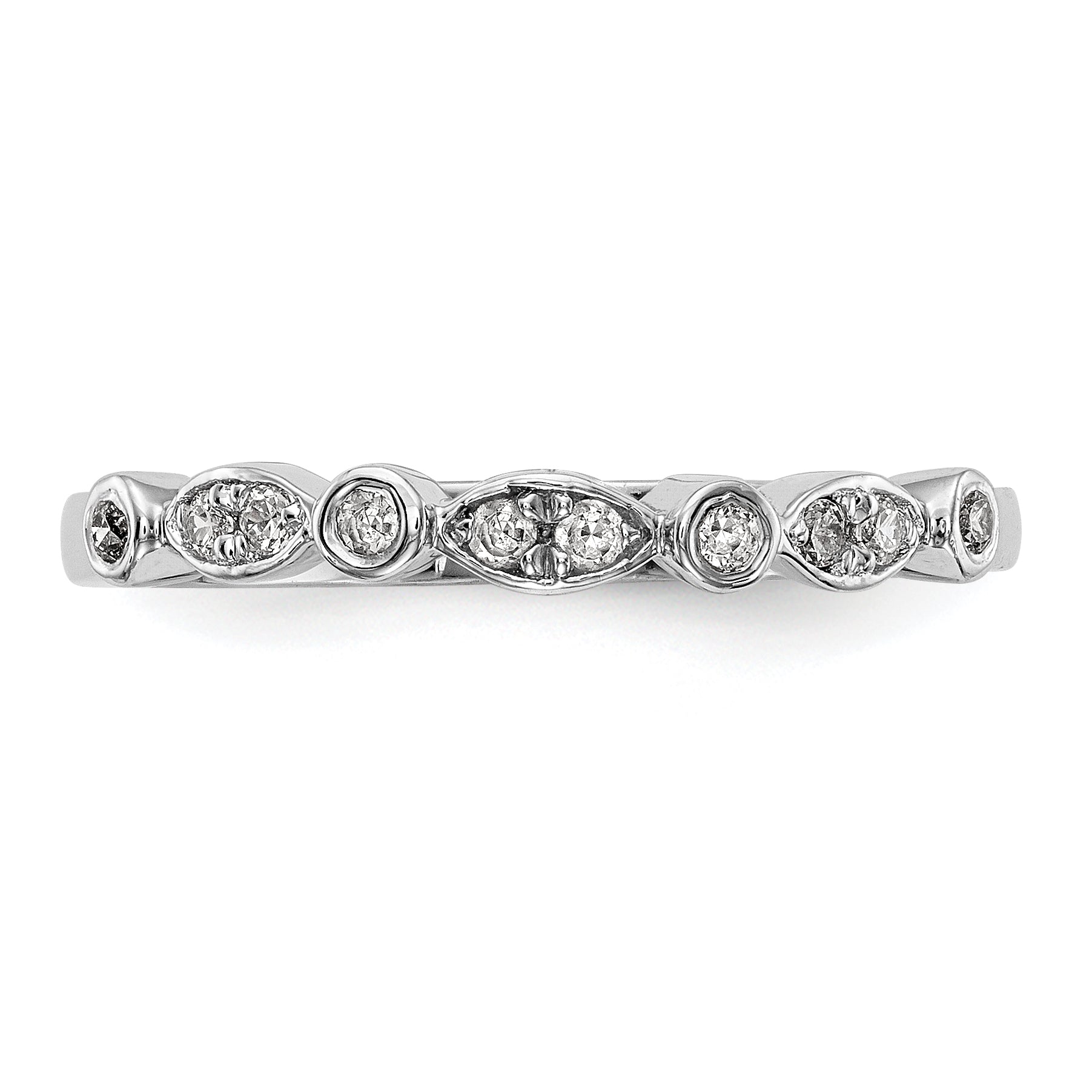 0.12ct. CZ Solid Real 14k White Gold Wedding Wedding Band Ring