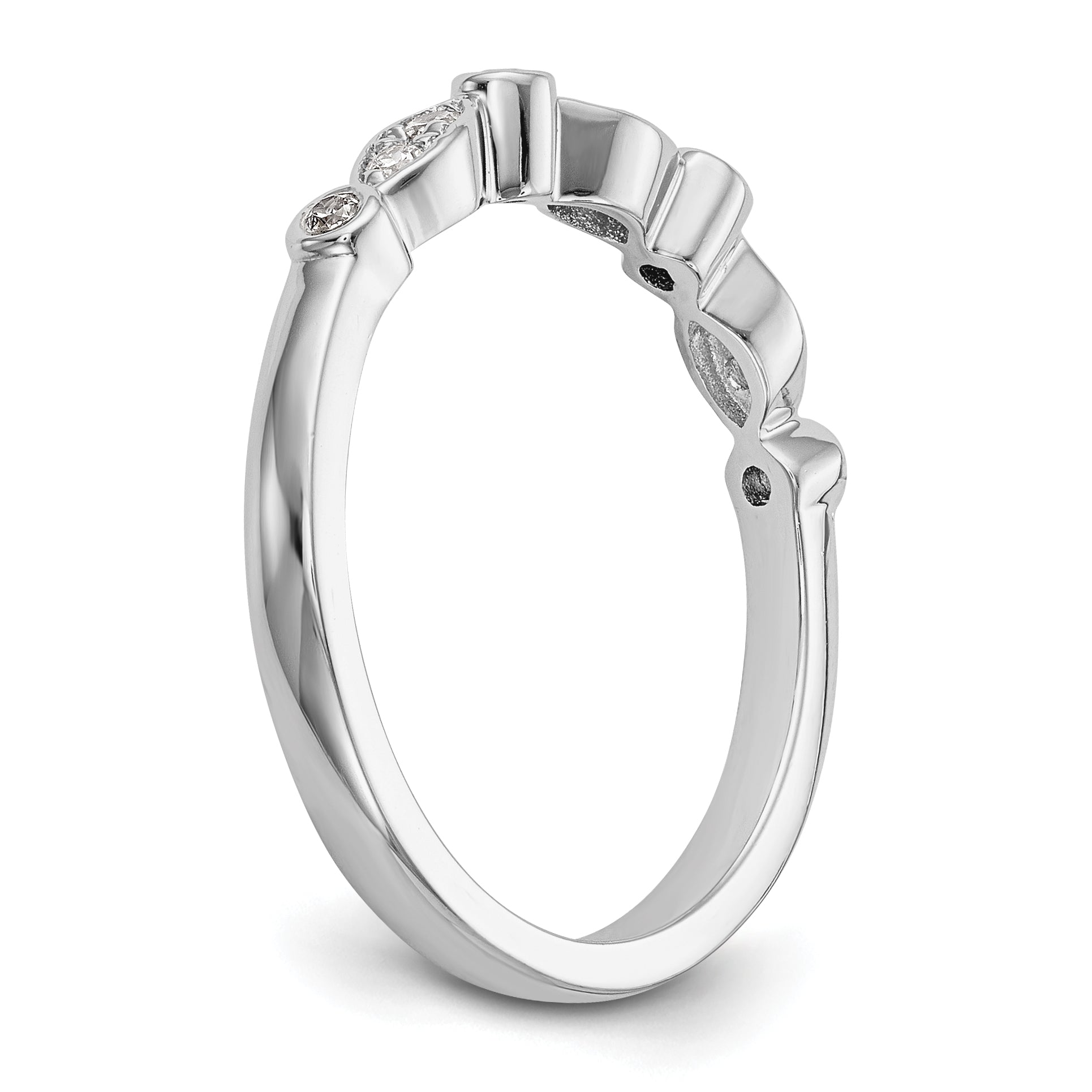 0.12ct. CZ Solid Real 14k White Gold Wedding Wedding Band Ring