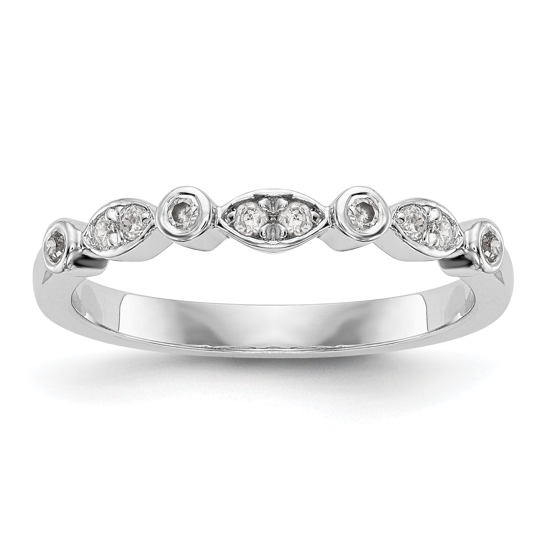 0.12ct. CZ Solid Real 14k White Gold Wedding Wedding Band Ring