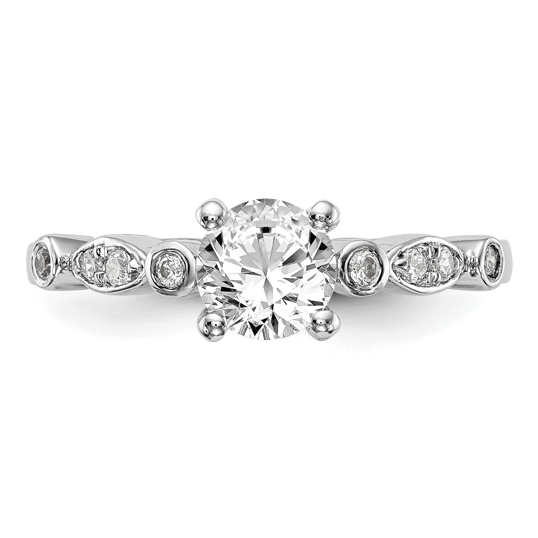 1.00ct. CZ Solid Real 14K White Gold Engagement Ring