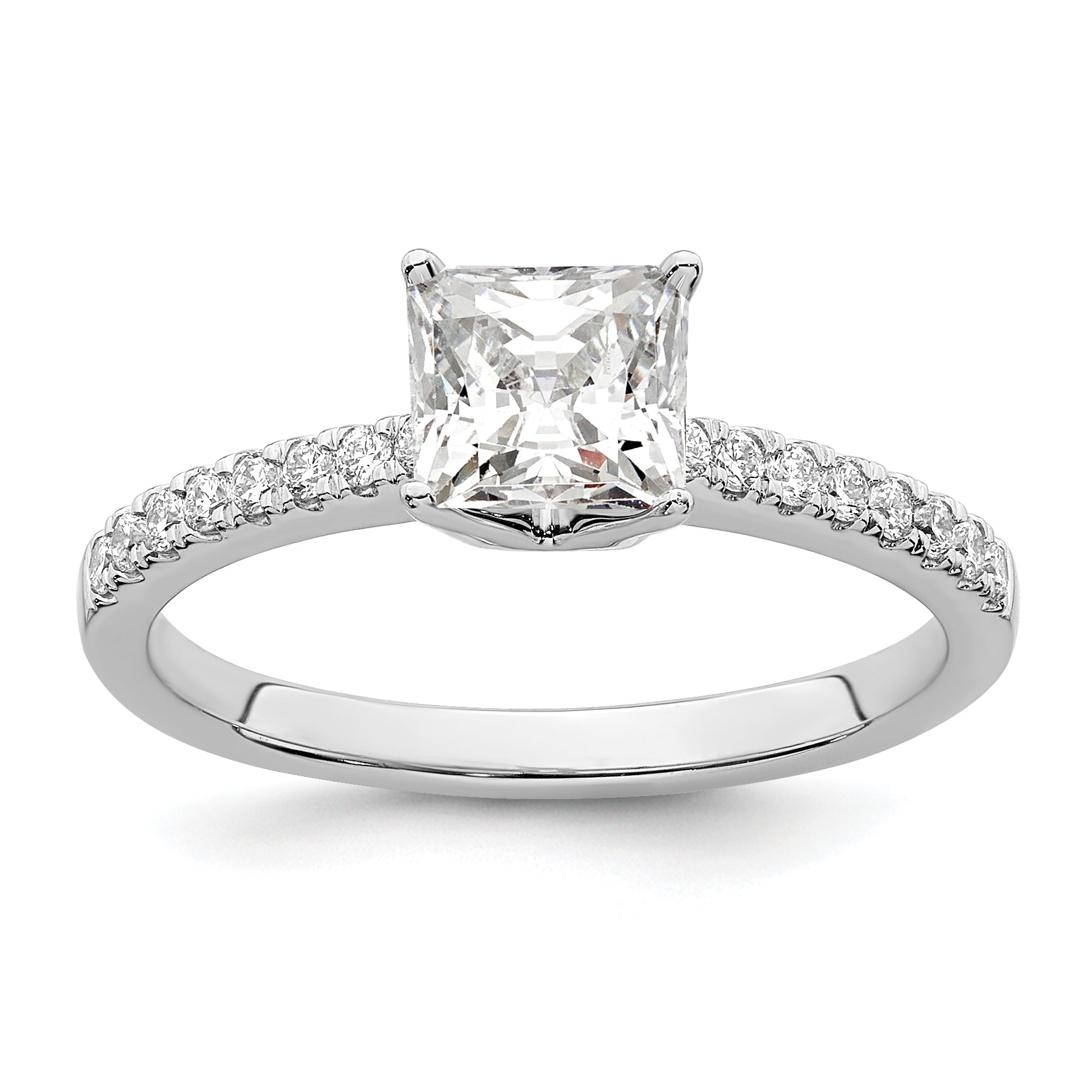 0.75ct. CZ Solid Real 14K White Gold Engagement Ring