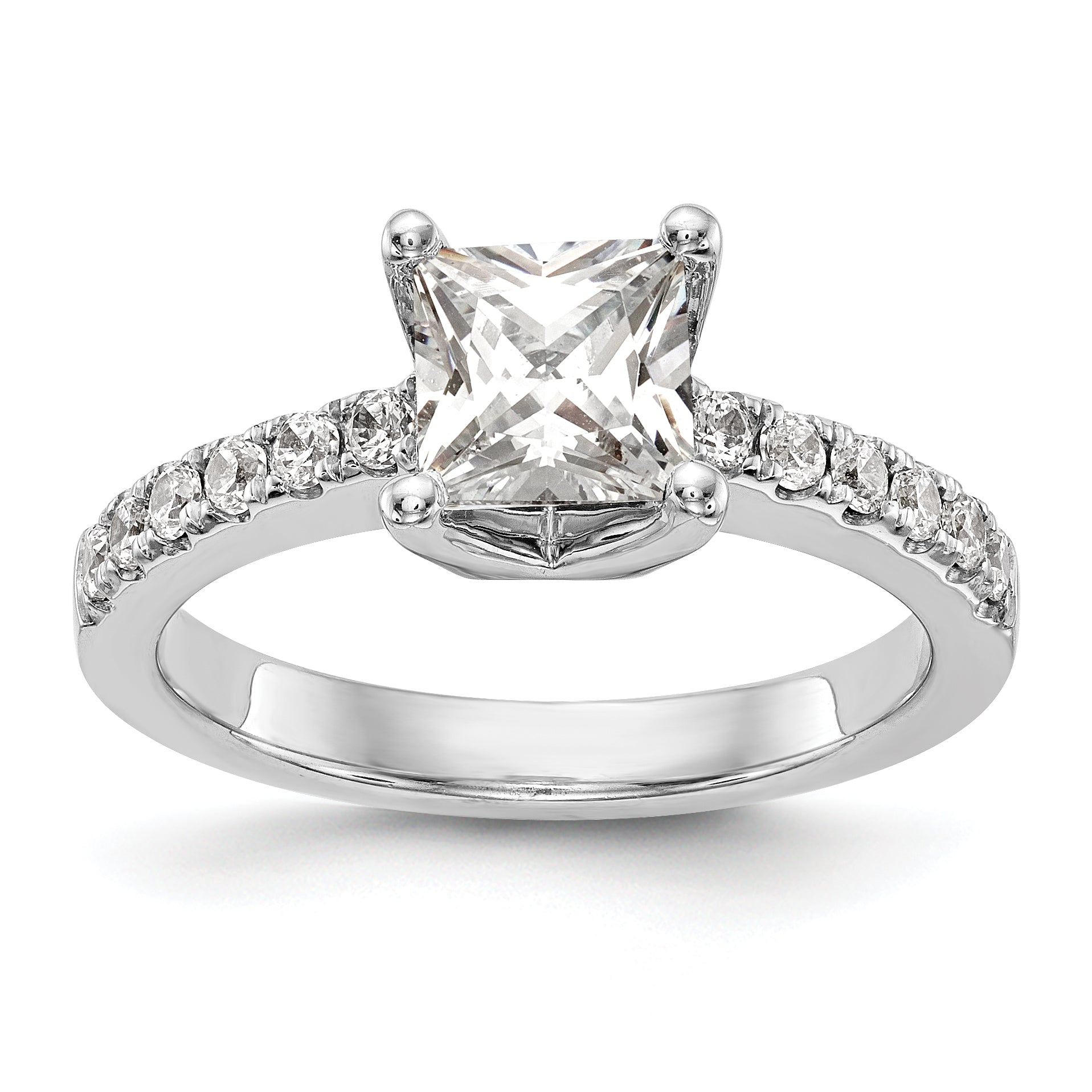 1.00ct. CZ Solid Real 14K White Gold Engagement Ring