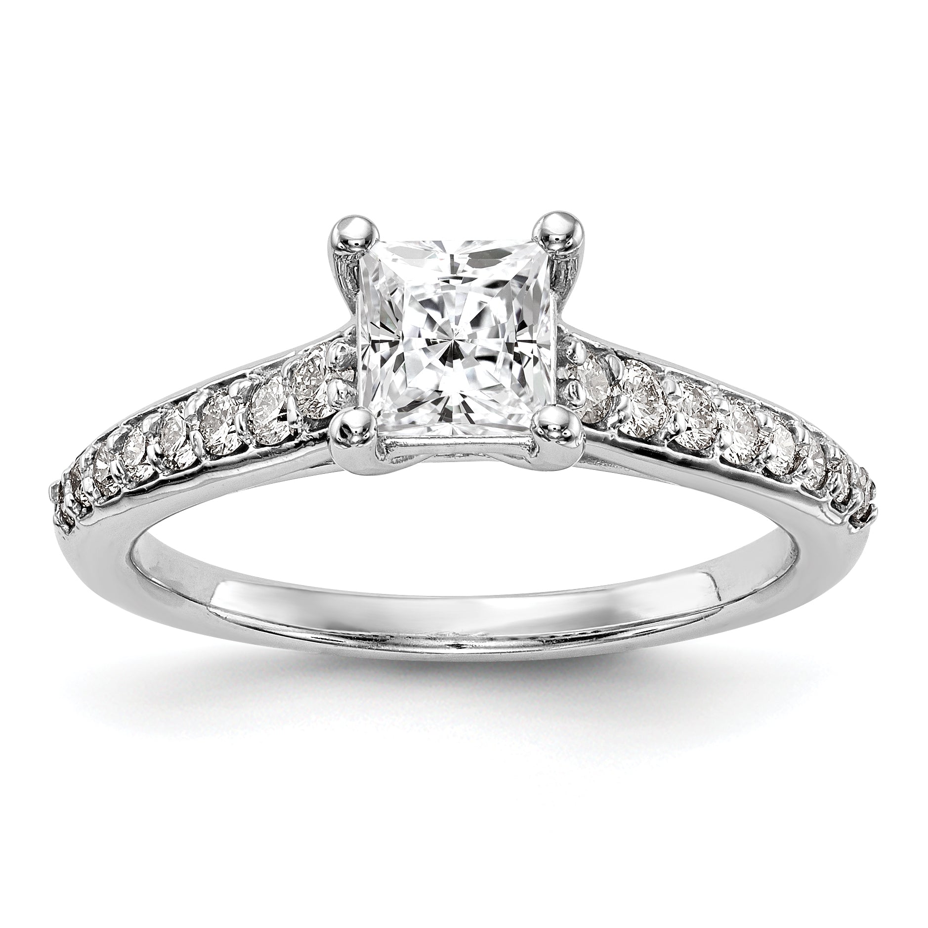 0.75ct. CZ Solid Real 14K White Gold Engagement Ring