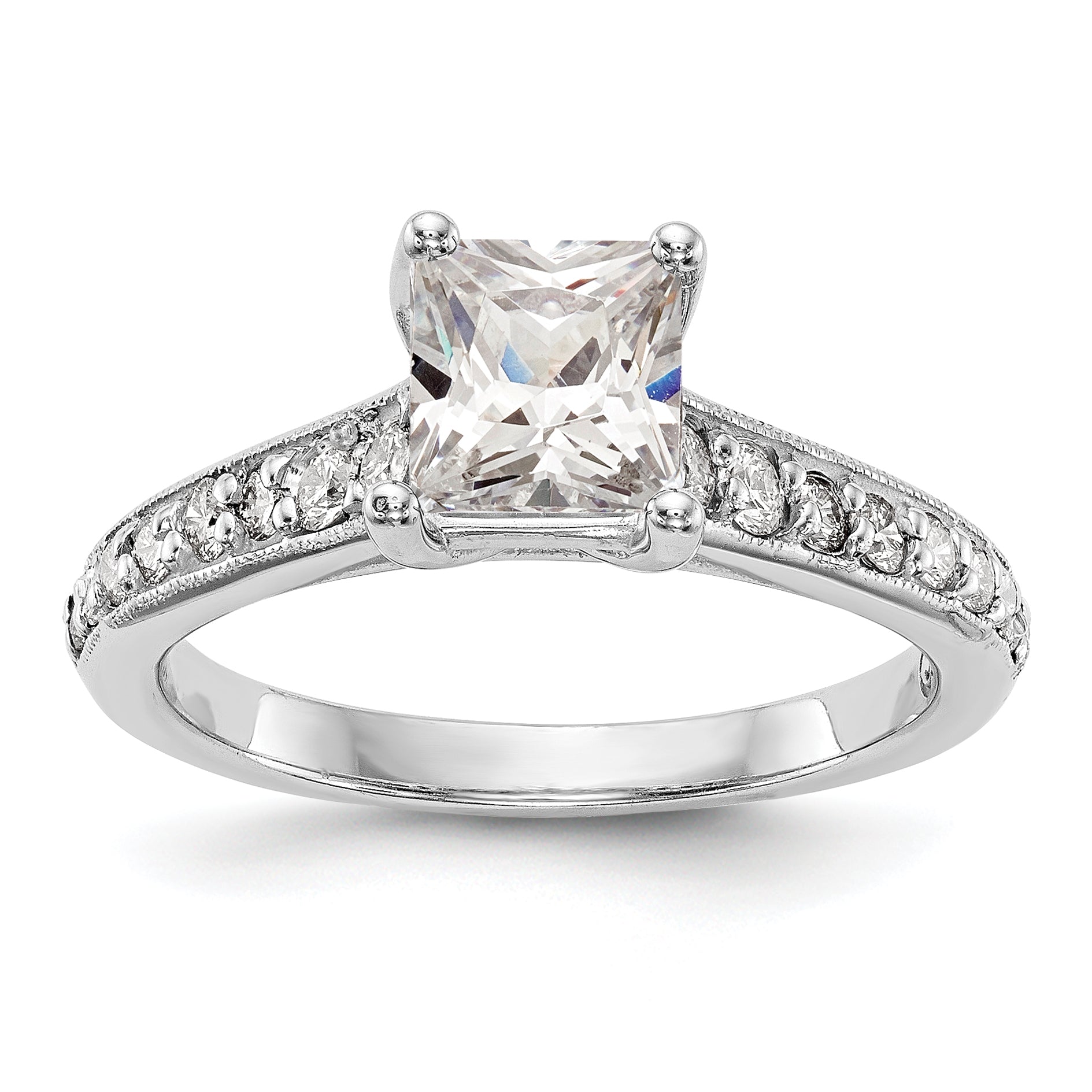 1.00ct. CZ Solid Real 14K White Gold Engagement Ring
