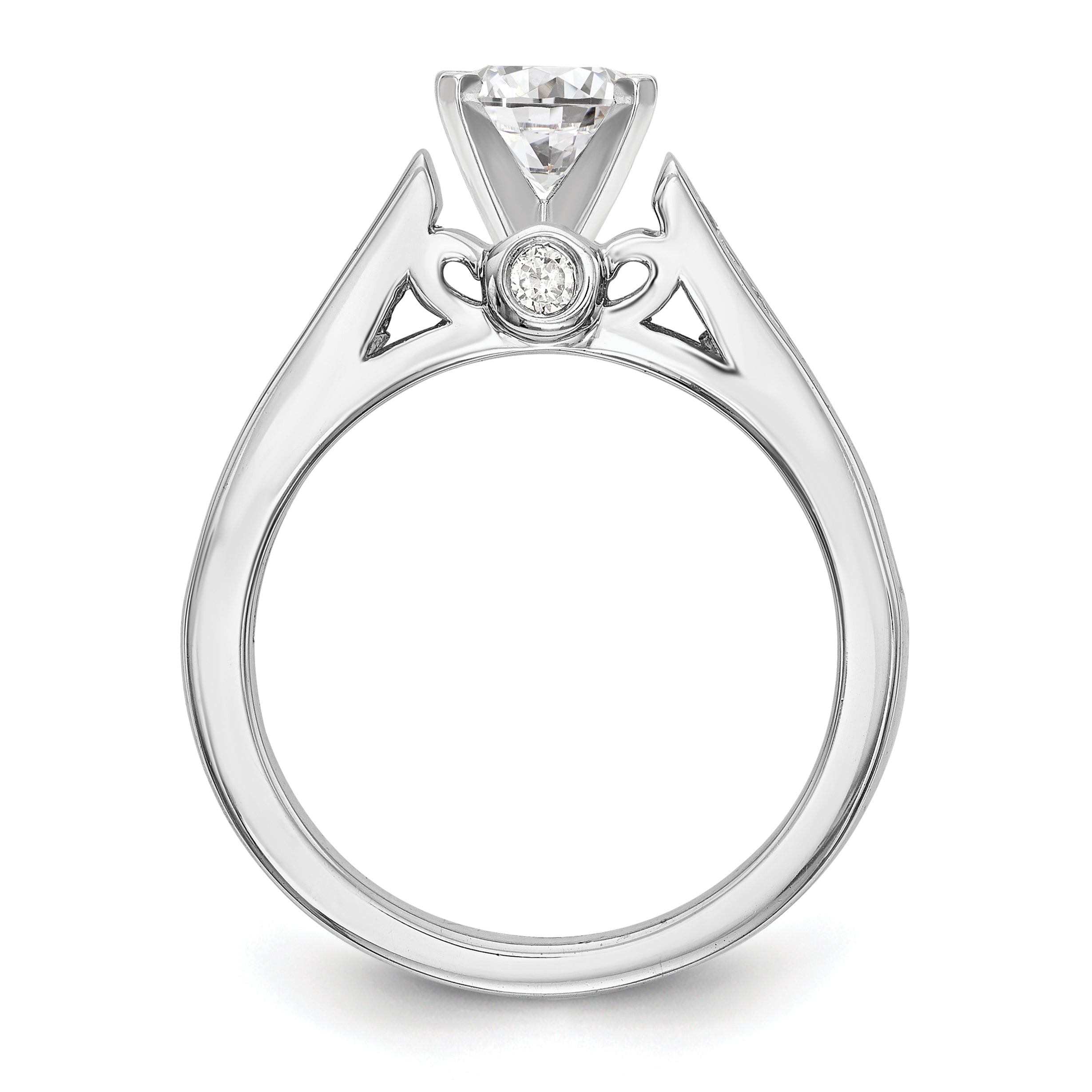 0.21ct. CZ Solid Real 14K White Gold Peg Set Engagement Ring