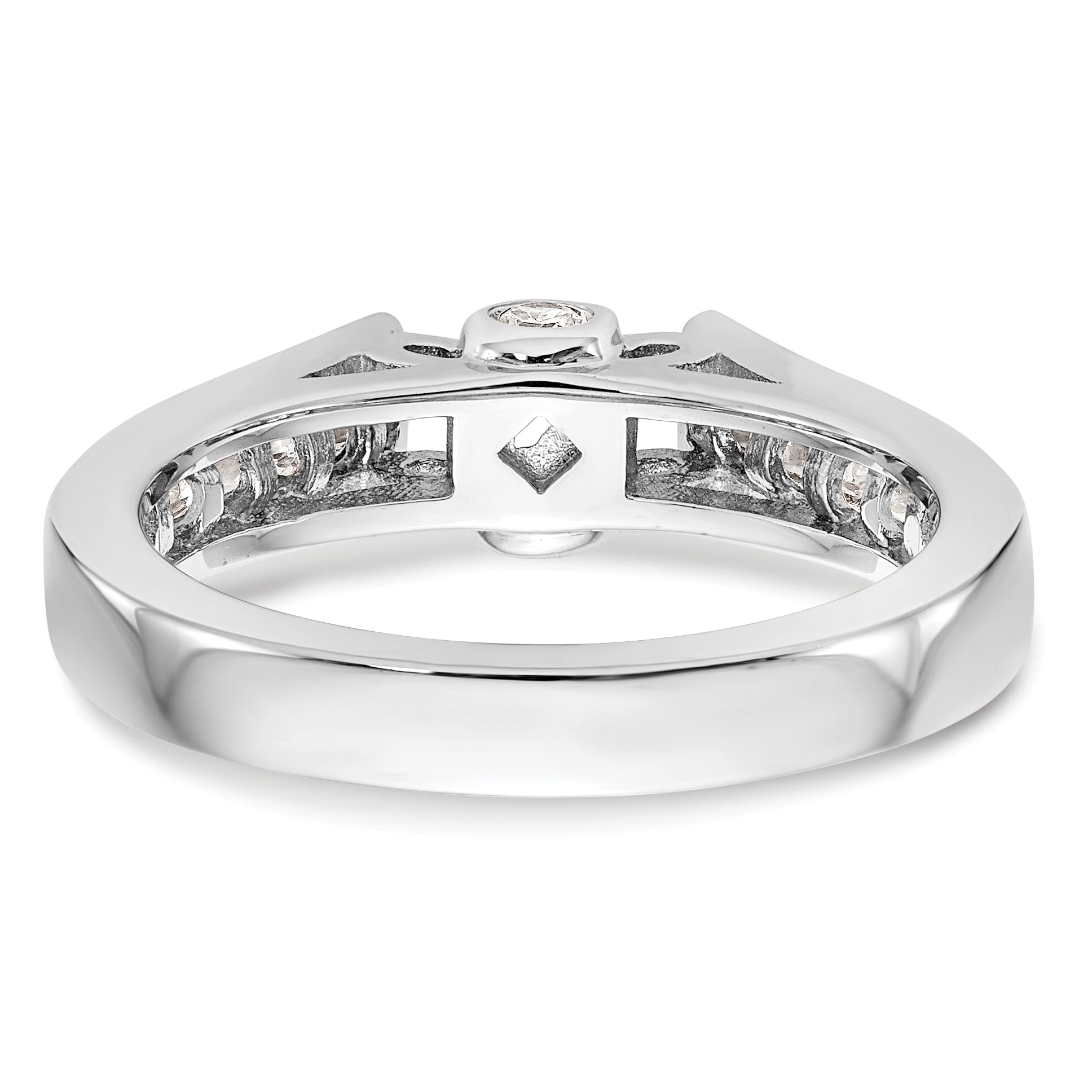 0.68ct. CZ Solid Real 14K White Gold Peg Set Engagement Ring