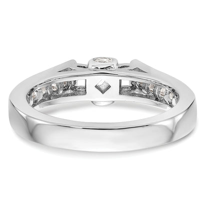 0.68ct. CZ Solid Real 14K White Gold Peg Set Engagement Ring