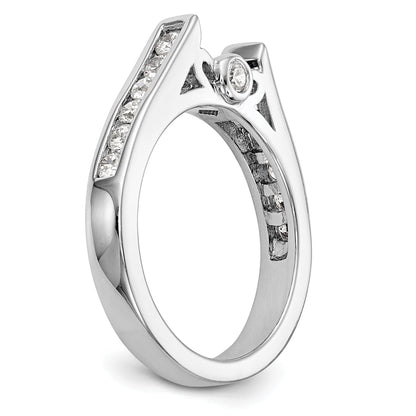 0.21ct. CZ Solid Real 14K White Gold Peg Set Engagement Ring