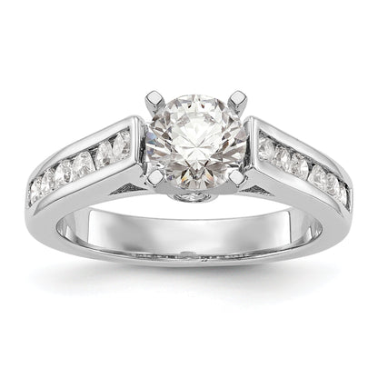 0.68ct. CZ Solid Real 14K White Gold Peg Set Engagement Ring