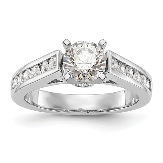 0.68ct. CZ Solid Real 14K White Gold Peg Set Engagement Ring